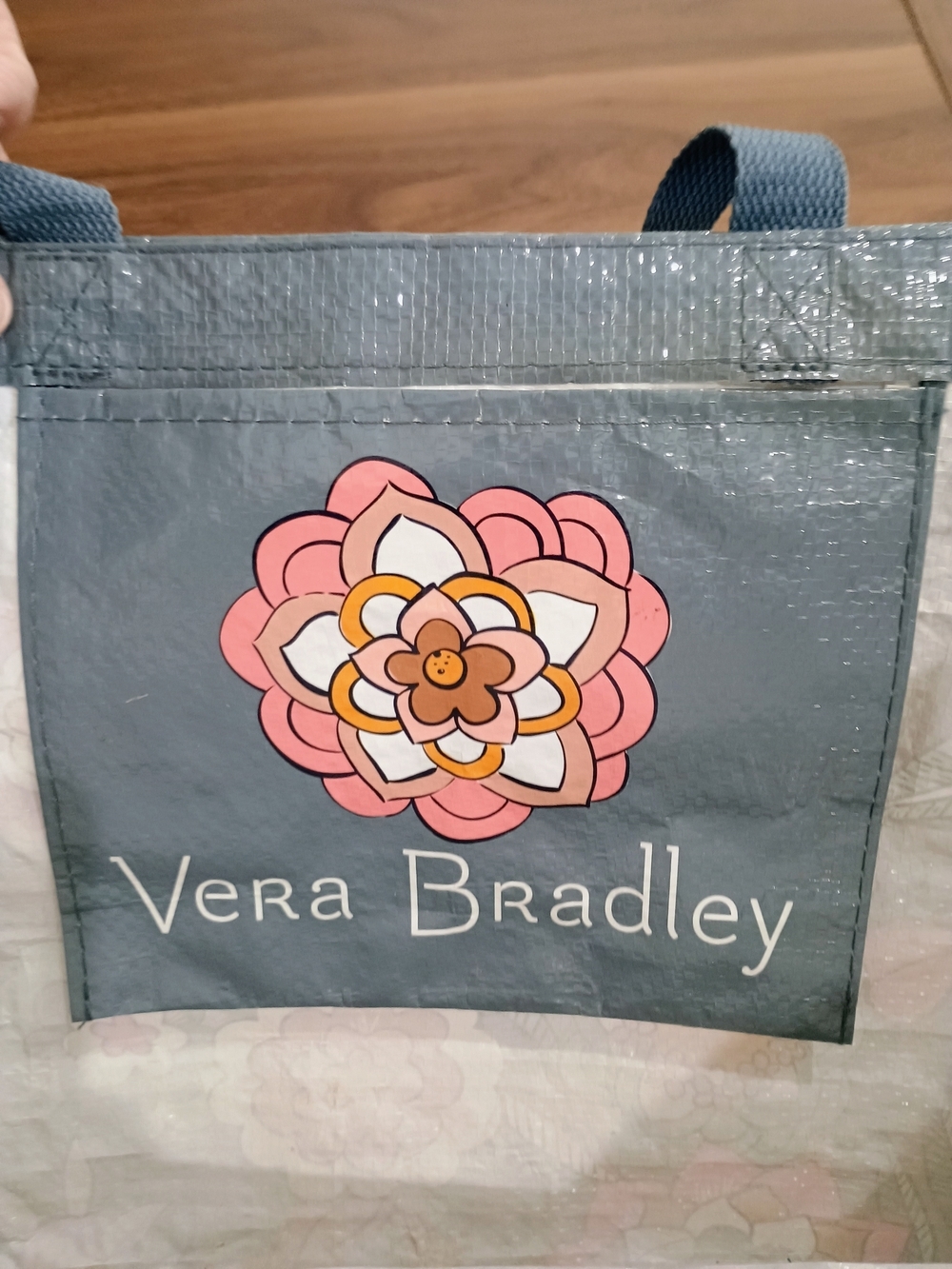 Large Vera Bradley Blue Floral Printed Shopping Tote - Picture 4 of 4